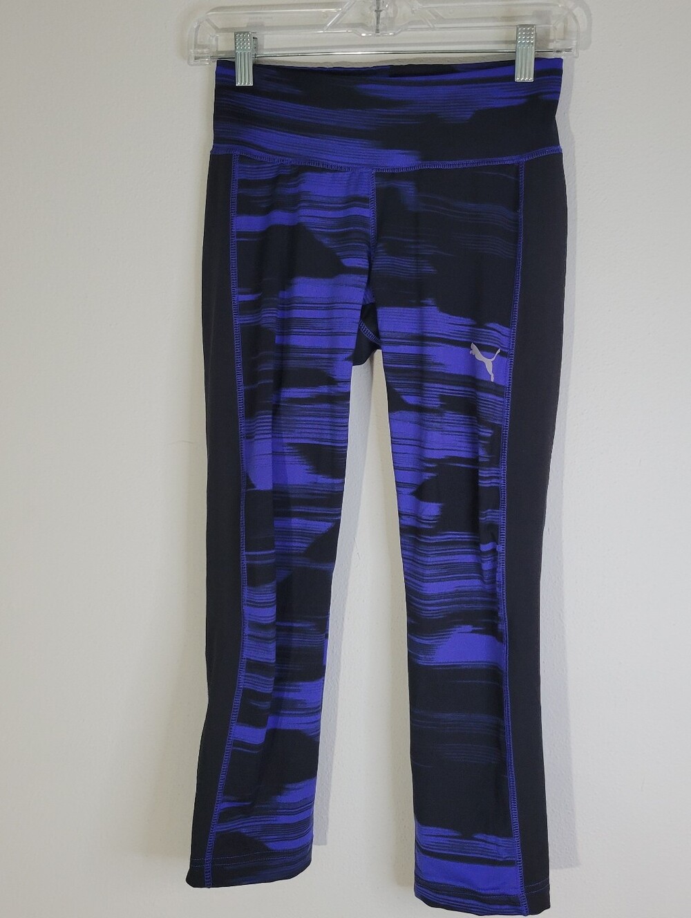 Puma Purple Black Athletic Leggings - Kids Bottoms Women Size M.